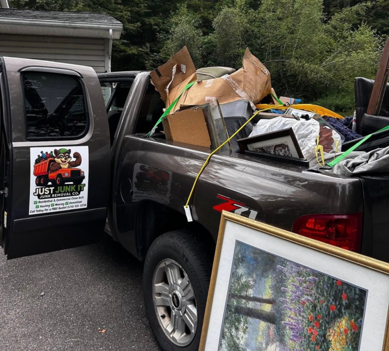 The Story Behind the Trucks Just Junk It junk removal truck loaded during a customer cleanout project in Northeastern Pennsylvania